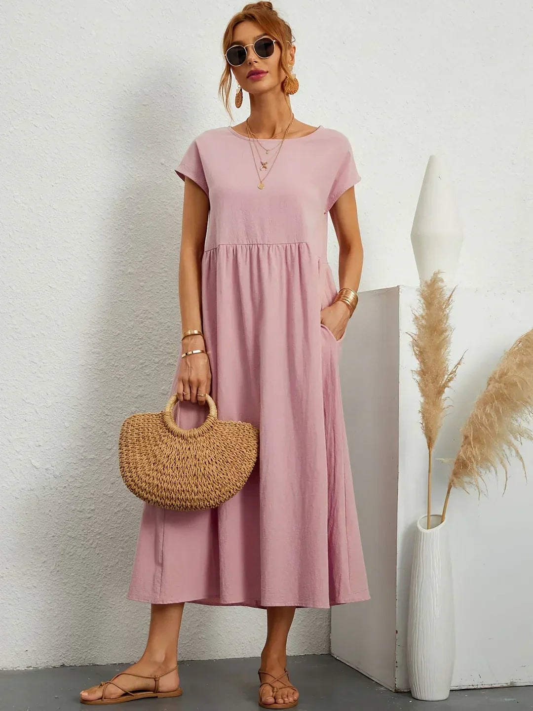 GABRIELA™ | Fluid Midi Dress of Timeless Elegance