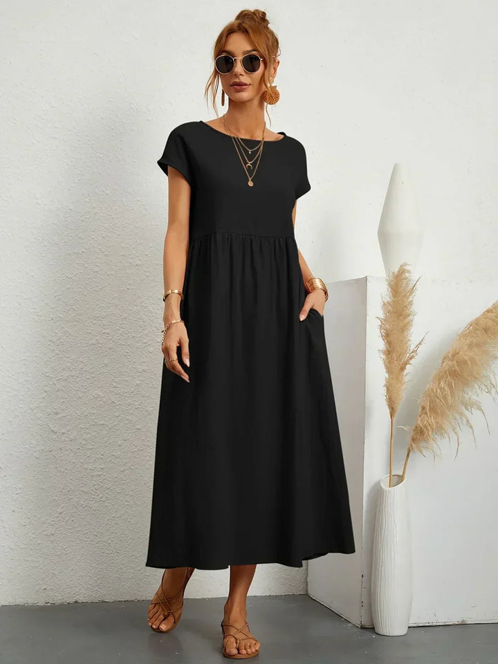 GABRIELA™ | Fluid Midi Dress of Timeless Elegance