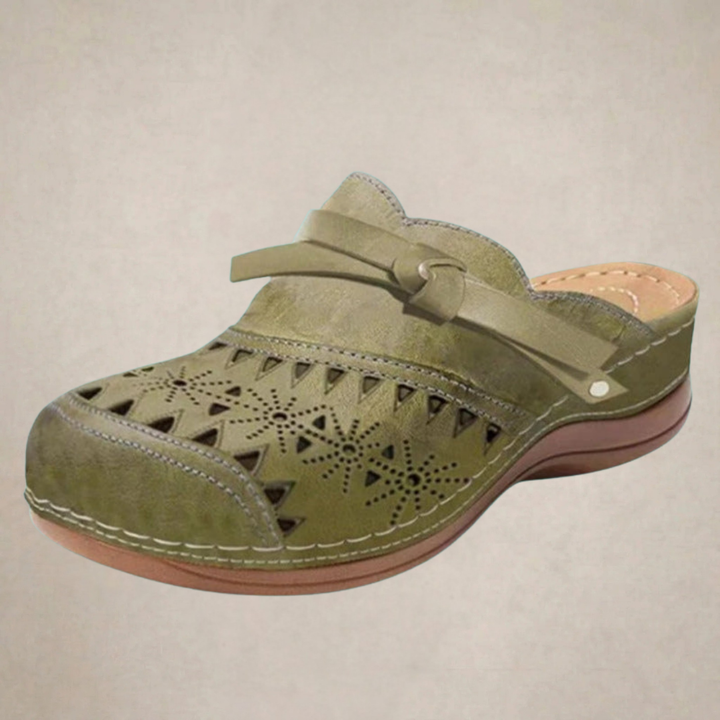 NICHOLLE™ | Bow Hollow Out Flat Mules