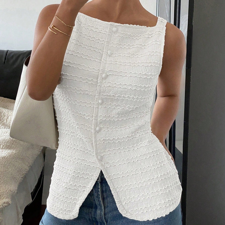 QUEENIE™ - Classy Button Front Sleeveless Outerwear Vest