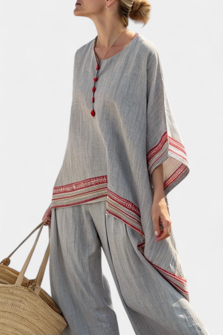 DAELRIC™ | Sophisticated Asymmetrical Blouse & Ethnic Wide-Leg Pants
