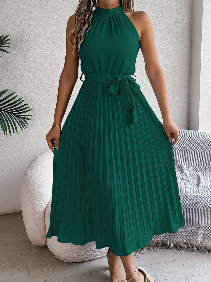 CEDRINE  Graceful Pleated Midi Dress