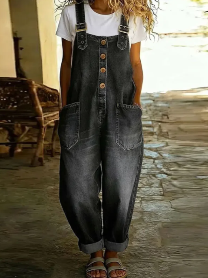 Saylor - Vintage Soft Cotton Denim-Look Overalls