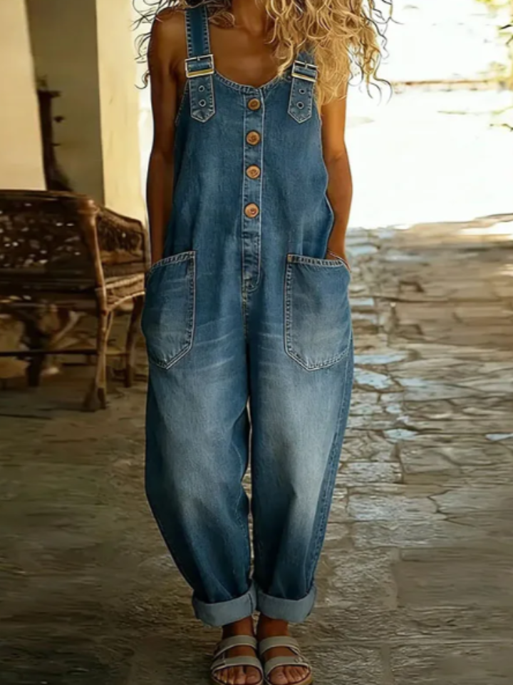 Saylor - Vintage Soft Cotton Denim-Look Overalls