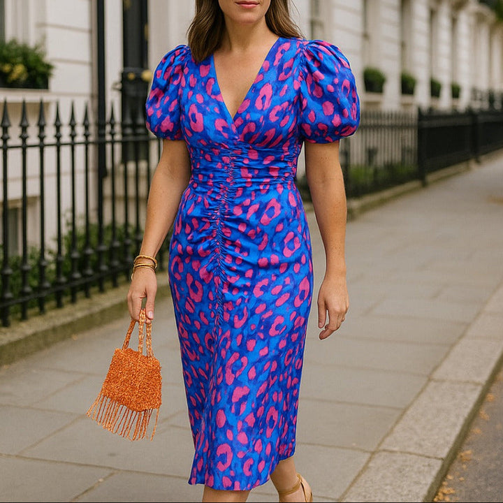 Noor™ - Midi Dress with Puff Sleeves