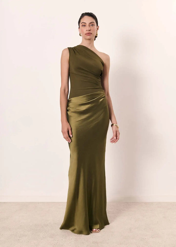 SERENELLE™ | Satin Guilt Detail Maxi Dress