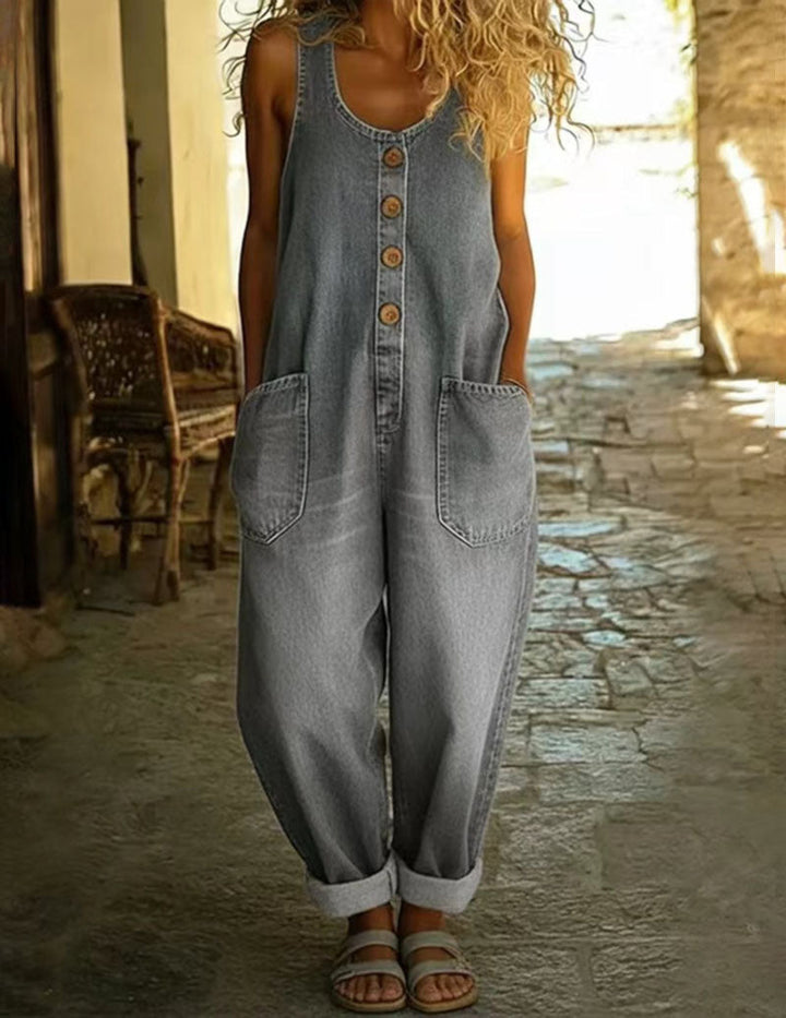 Saylor - Vintage Soft Cotton Denim-Look Overalls