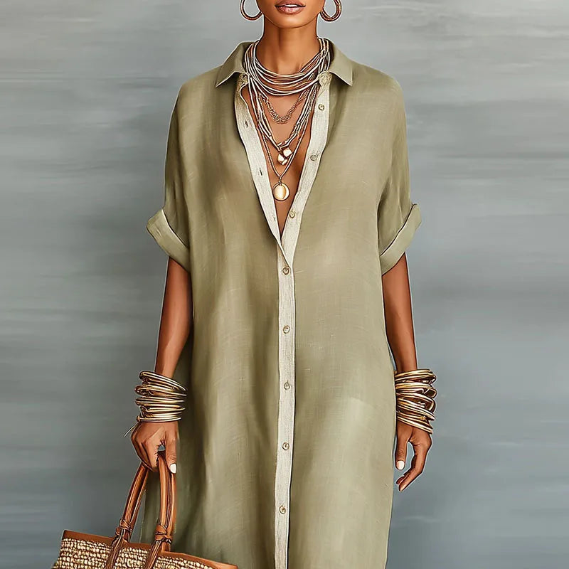 Anastasia™ | European Long button-up Shirt Dress