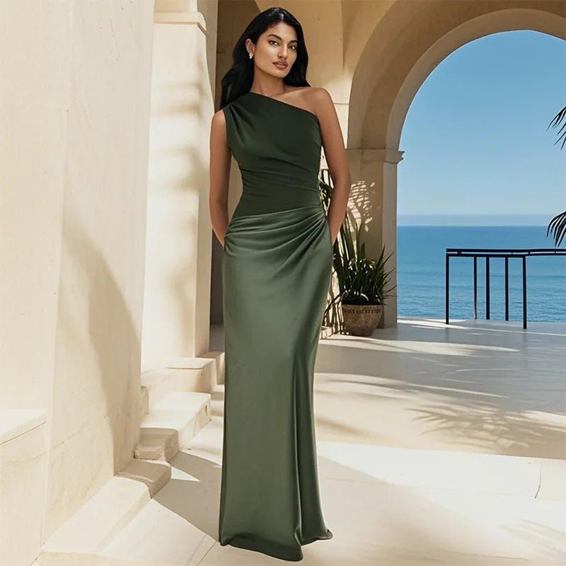 SERENELLE™ | Satin Guilt Detail Maxi Dress