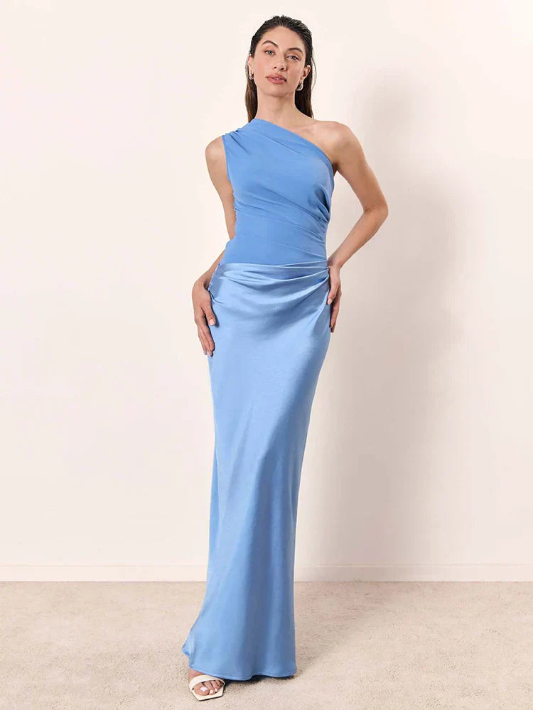 SERENELLE™ | Satin Guilt Detail Maxi Dress