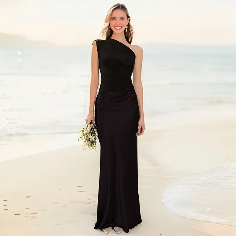 SERENELLE™ | Satin Guilt Detail Maxi Dress