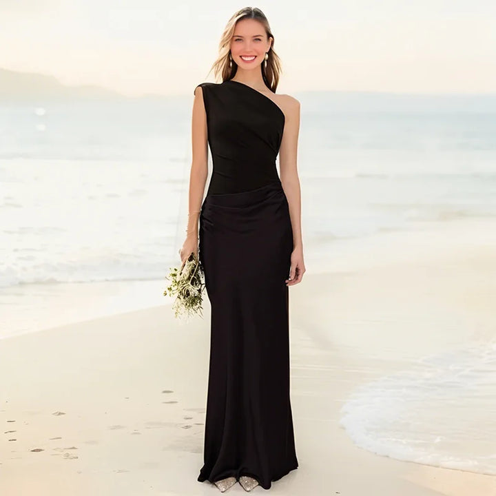 SERENELLE™ | Satin Guilt Detail Maxi Dress