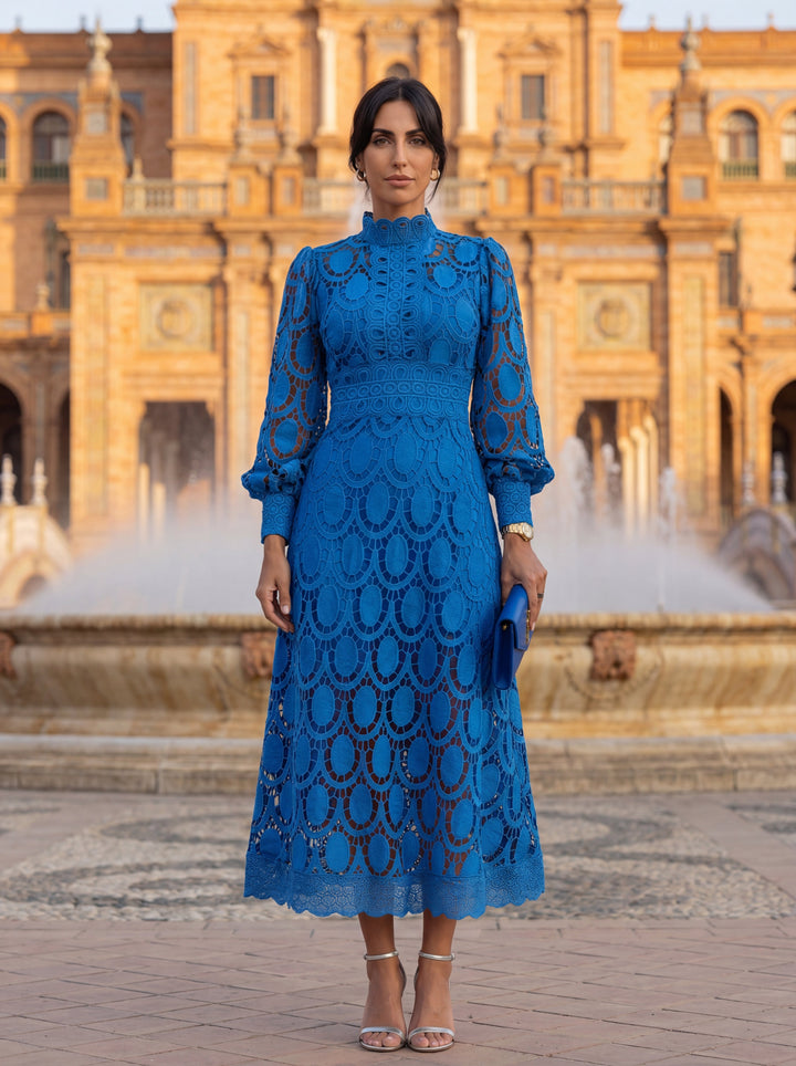 CLAIRE | Elegant Lace Maxi Dress with Long Sleeves