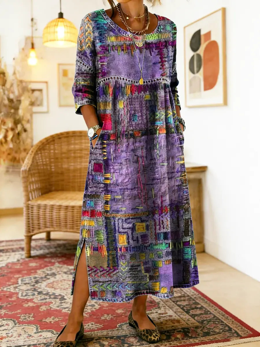 AYLINA | Women’s Ethnic Patchwork Print Dress