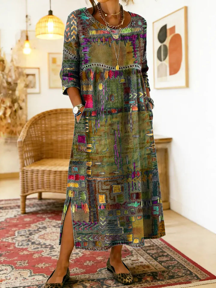 AYLINA | Women’s Ethnic Patchwork Print Dress