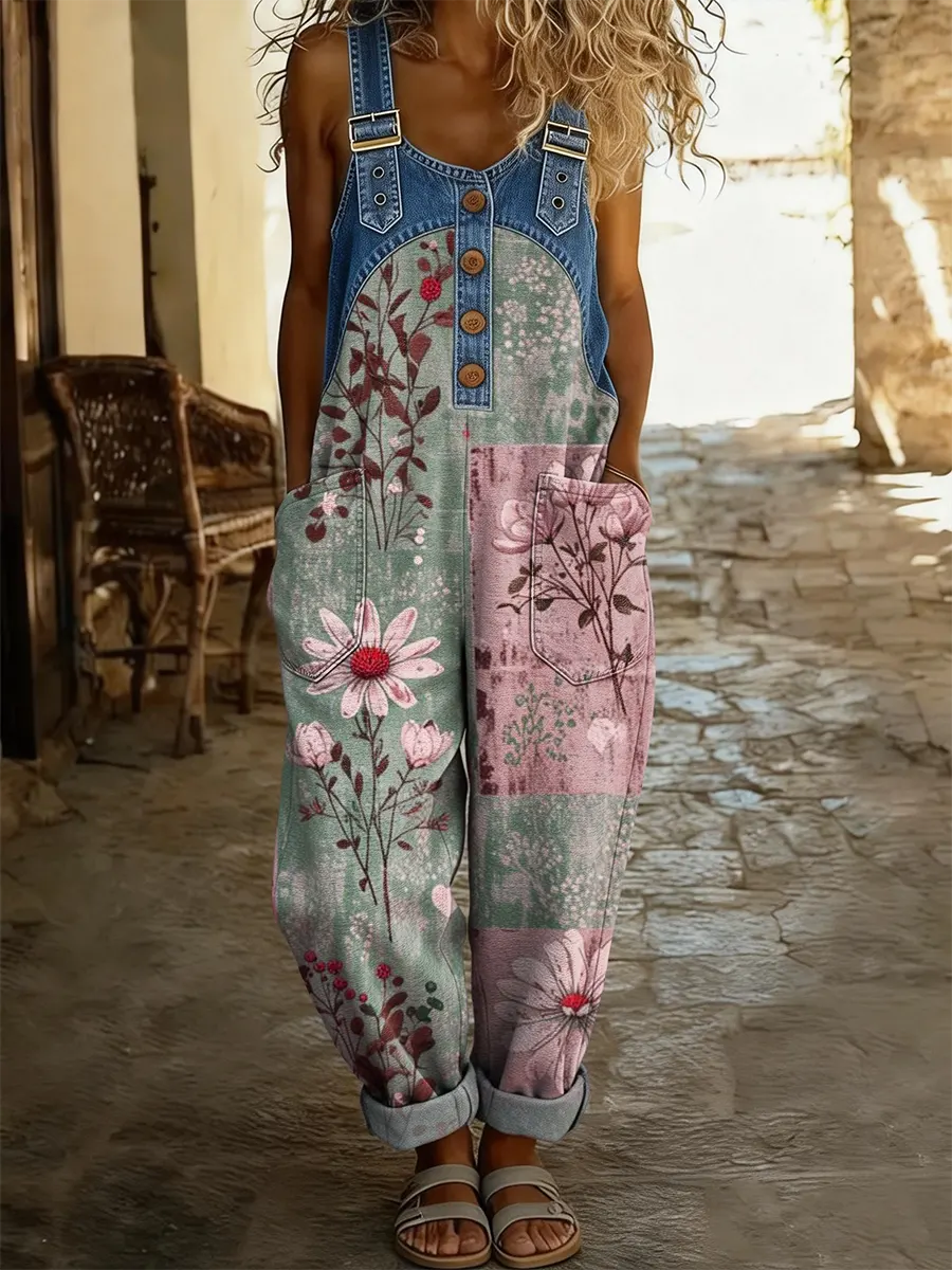 Ellinor – Floral Denim Jumpsuit