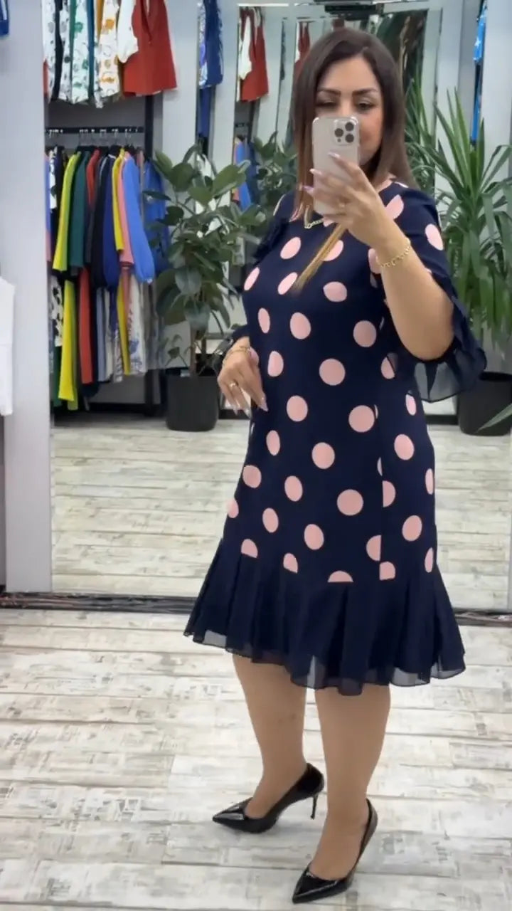VICTORIA™ | Pleated Polka Dot Dress