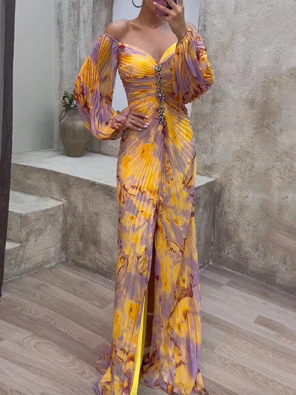 Maud™ - Long Elegant Pleated Evening Dress