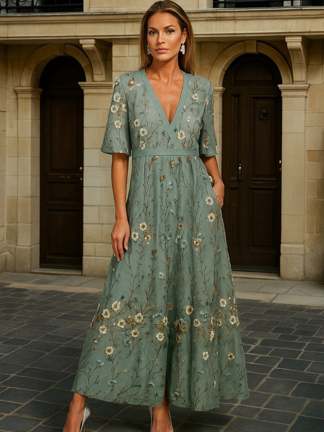 Botanical Elegance Long Dress | The Spark