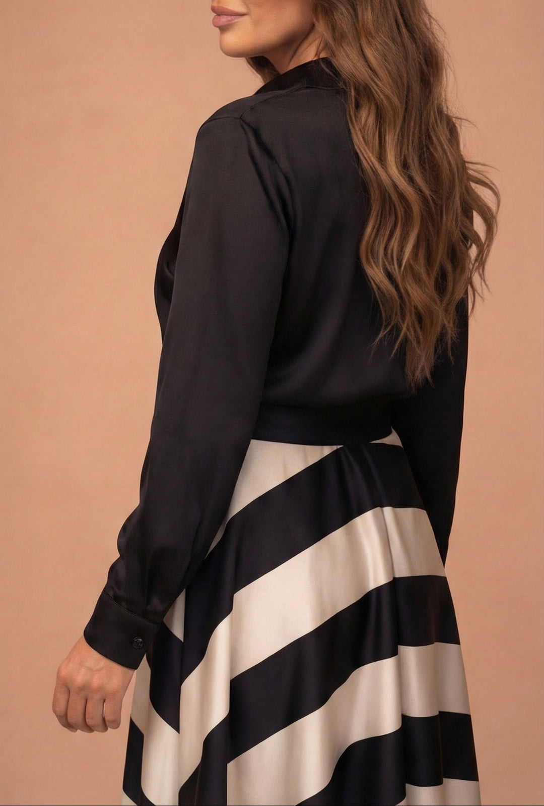 Mila™ - Striped Long Dress with Lace