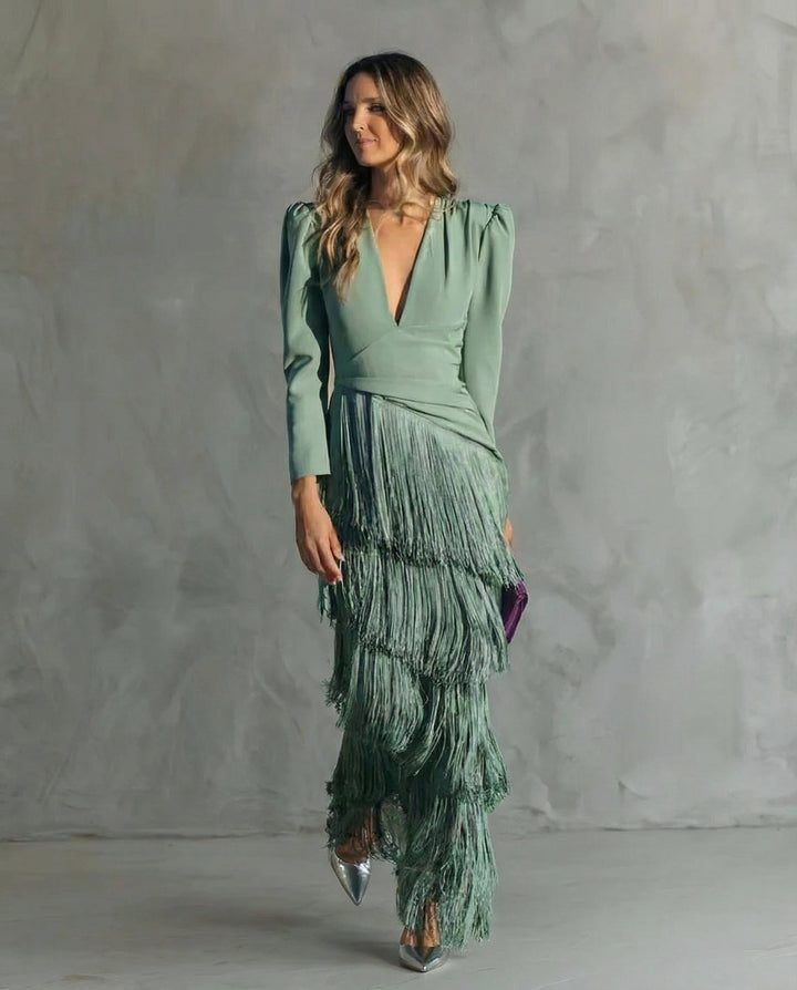 CHIARA™ | Elegant Dress with Fringe Sleeves
