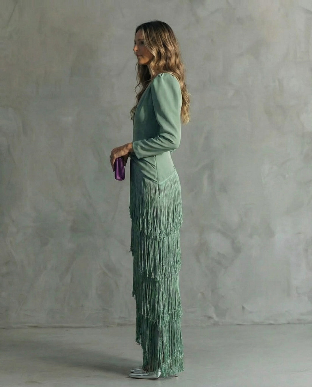 Chiara - Sophisticated Dress with Fringe Sleeves