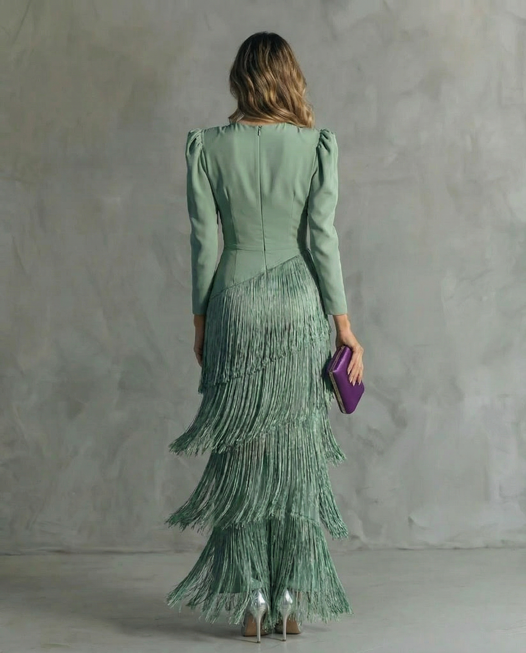Chiara - Sophisticated Dress with Fringe Sleeves