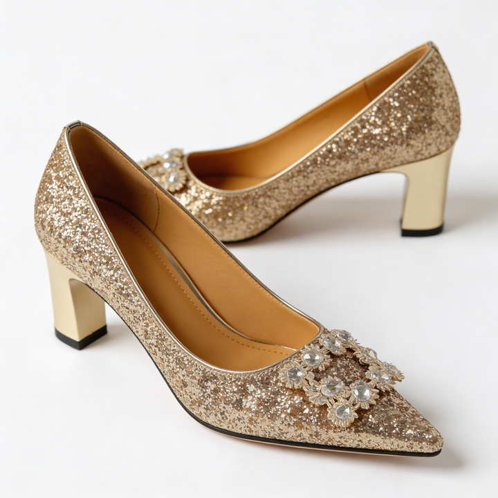 Magdalena | Orthopaedic Court Shoes with Brocade