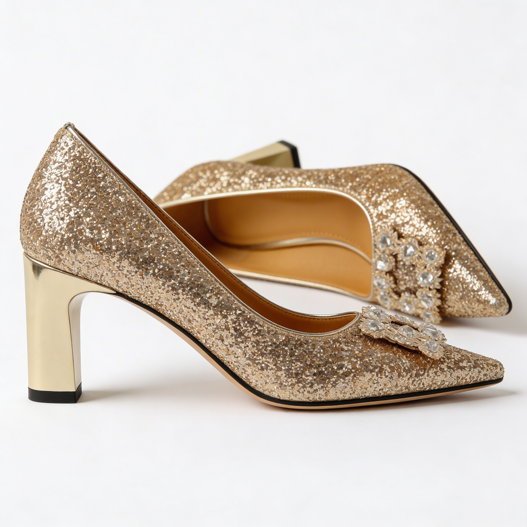 Magdalena | Orthopaedic Court Shoes with Brocade