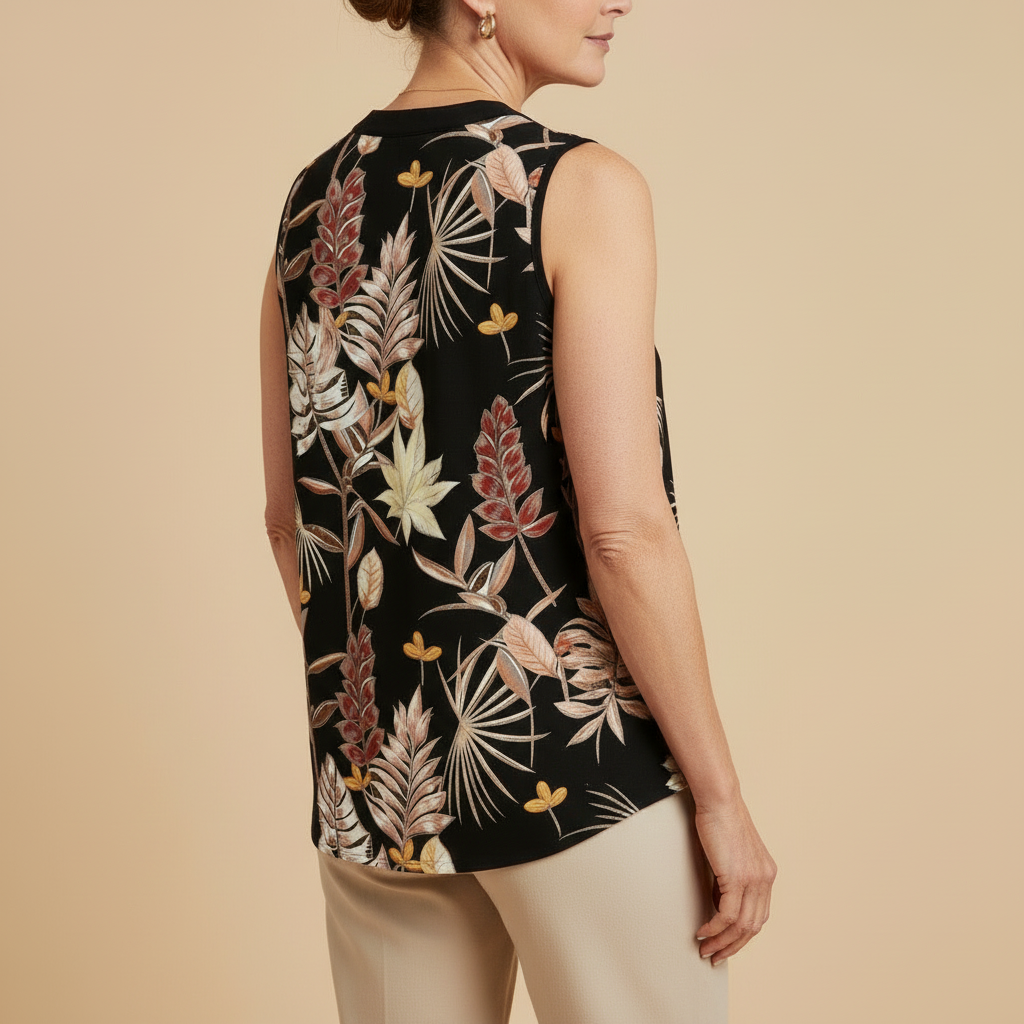 VILARA | Leaf-Print Tank Top