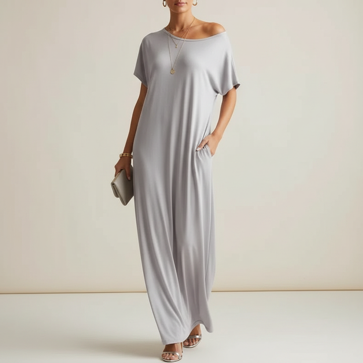 LARISA | Women’s Loose Summer Maxi Dress with Short Sleeves