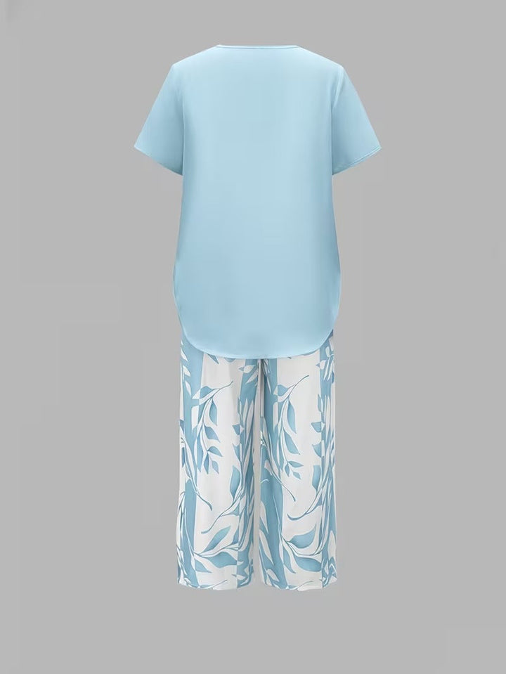 ARVESSA™ | Casual Leaf Print Two Piece Set