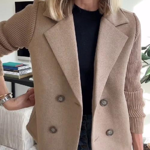 SORELLE™ - Elegant Knit-Sleeve Blazer