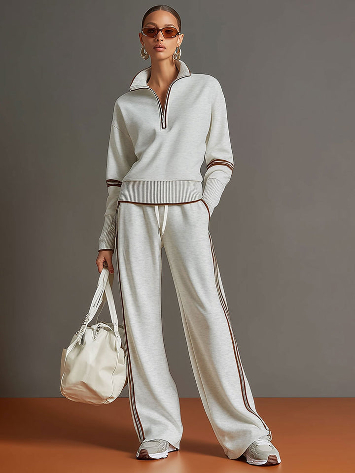 PRISCILLA™ | Elegant Sporty Set with Half-Zip Sweatshirt