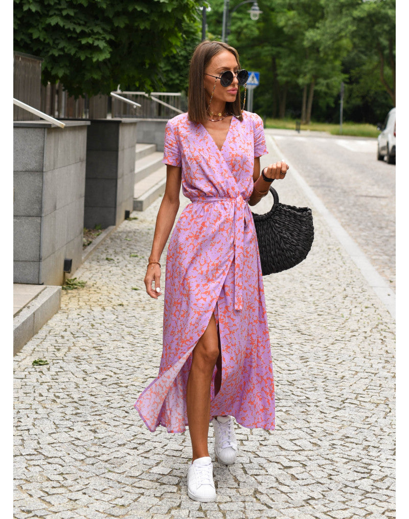 TZAHALIT™ | Stylish V-Neck Floral Dress