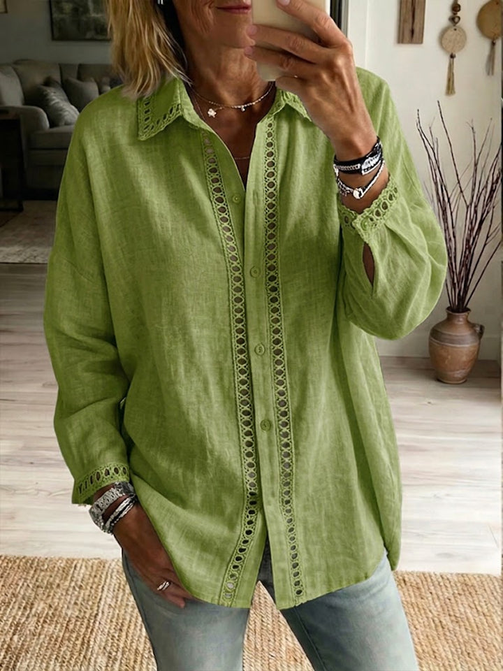 Venice | Casual Long-Sleeve Shirt With Spliced Cutout Webbing