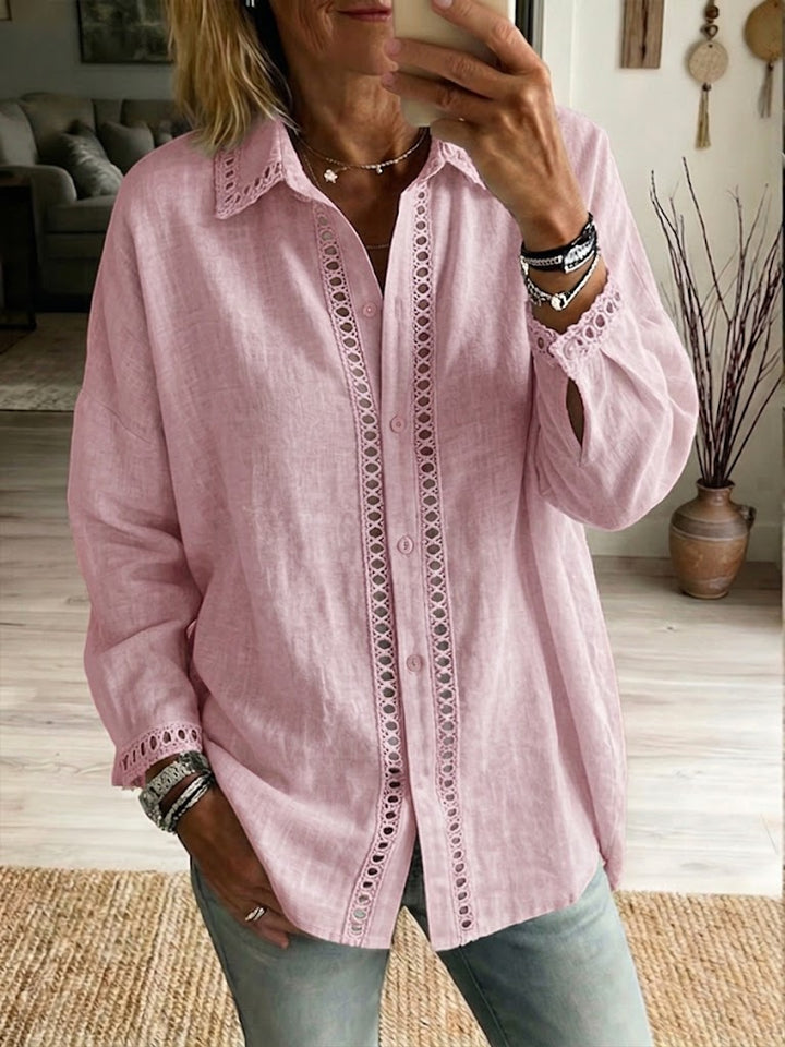 Venice | Casual Long-Sleeve Shirt With Spliced Cutout Webbing