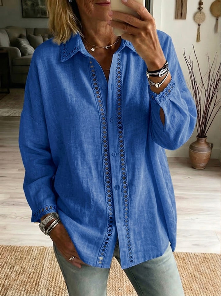 Venice | Casual Long-Sleeve Shirt With Spliced Cutout Webbing