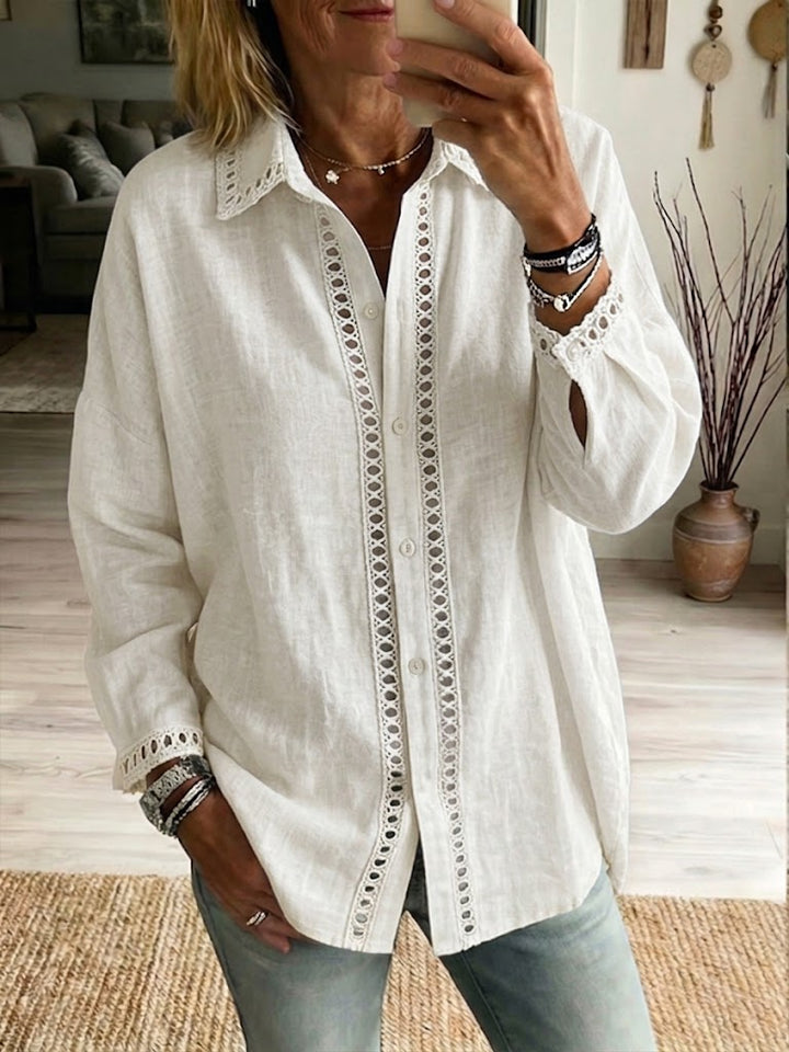Venice | Casual Long-Sleeve Shirt With Spliced Cutout Webbing