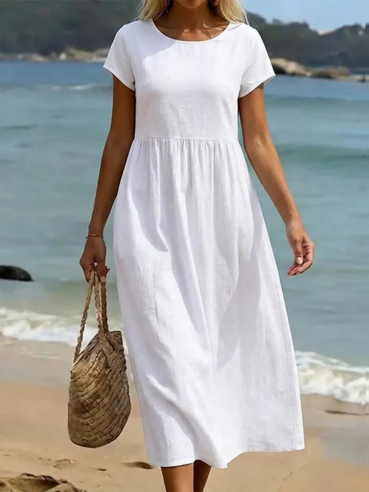 GABRIELA™ | Fluid Midi Dress of Timeless Elegance