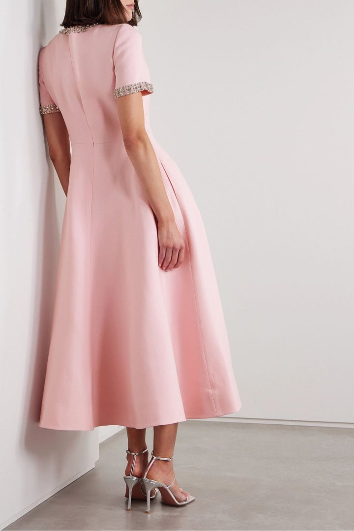 ZOE™ | Crystal Embellished Bow Midi Dress